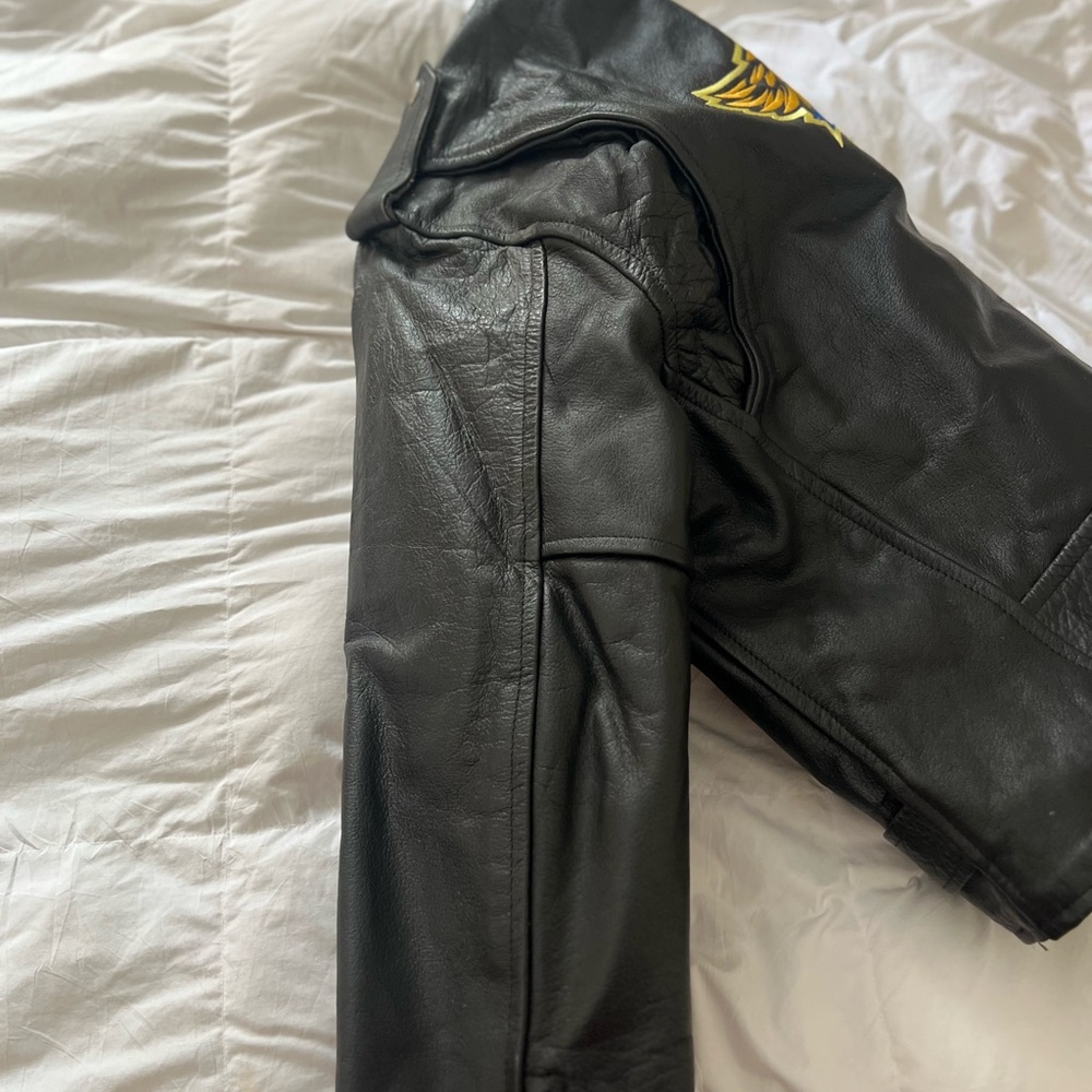 Vintage FOX Leather Jacket with Patch - Picture 7 of 8